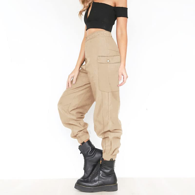 Classic-Fit Cargo Pants Women Relaxed Fit High Waist Cargo Joggers with Pockets for Women