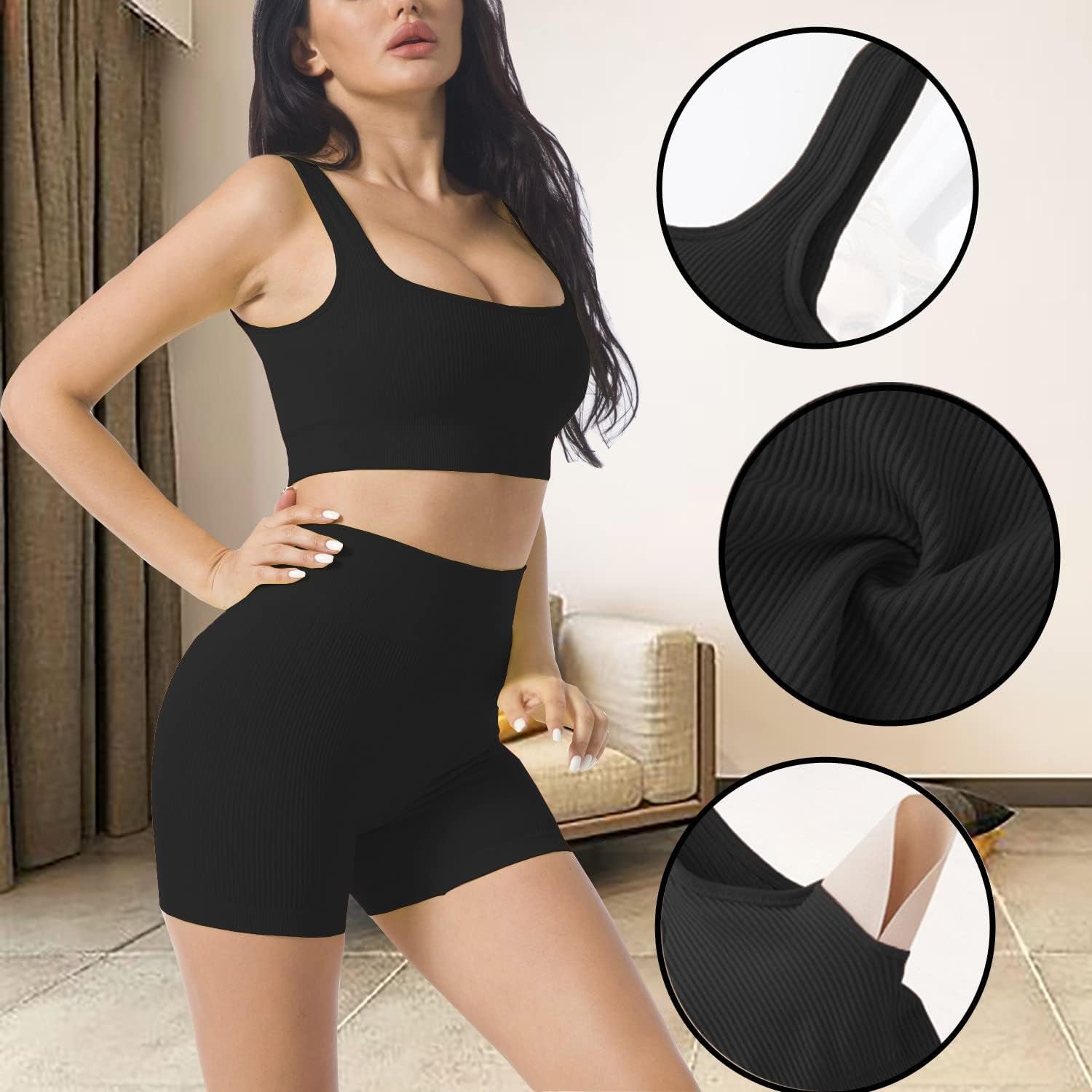 Workout Sets for Women 2 Piece, Cute YOGA Workout Set, Two Piece Workout Outfits,2 Pack