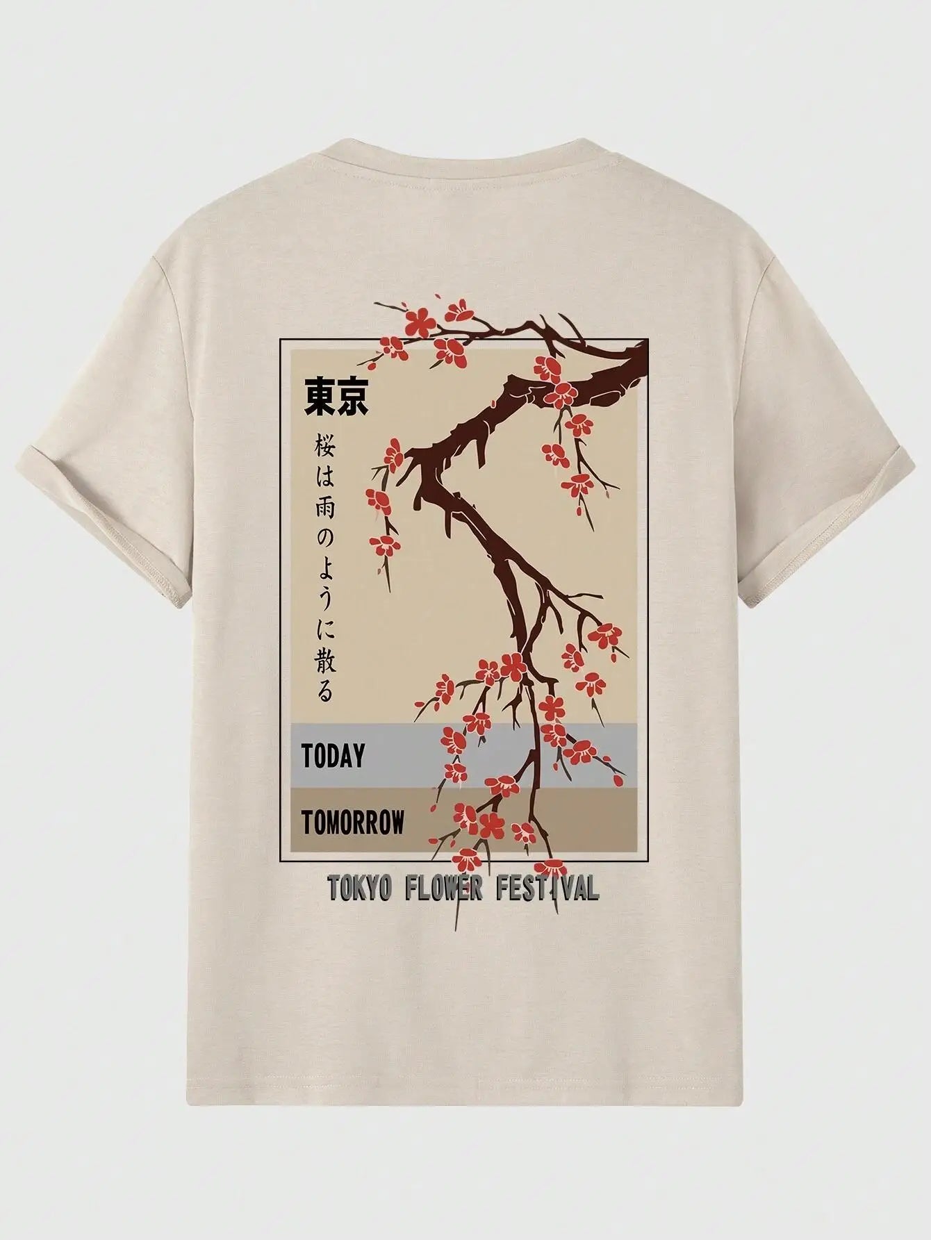 Today Tomorrow Tokyo Flower Festival T Shirt Men Fashion O-Neck Tshirts Summer Cotton Tops Fashion Loose Street Hip Hop T-Shirts